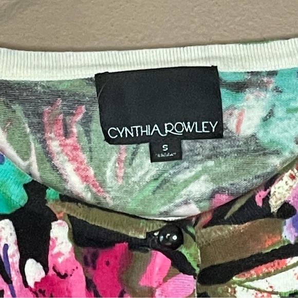 Cynthia Rowley Womens Button Down Multi Color Abstract Floral Cardigan Size S - Picture 6 of 6